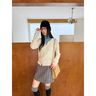 embroidered wool cardigan