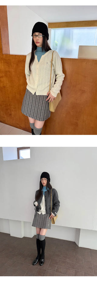 embroidered wool cardigan