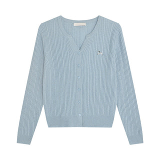 embroidered wool cardigan