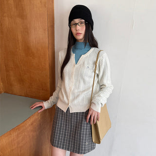 embroidered wool cardigan