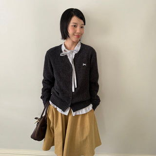 embroidered wool cardigan