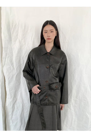 transparent leather coat