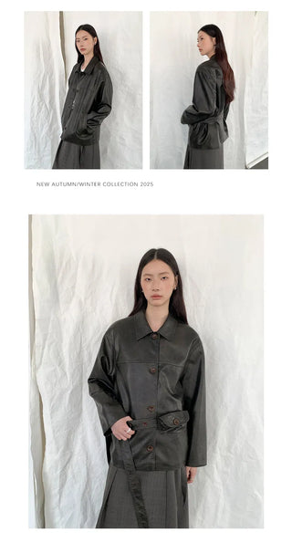 transparent leather coat