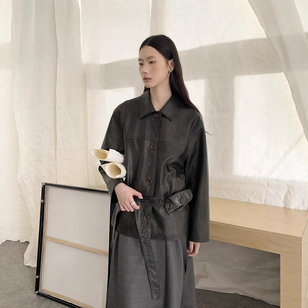 transparent leather coat