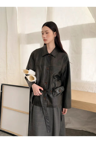 transparent leather coat