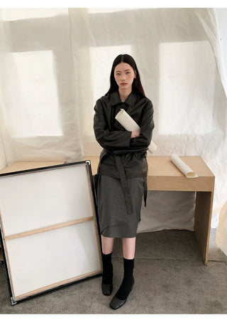 transparent leather coat