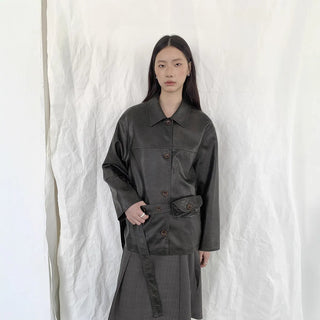 transparent leather coat