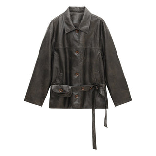 transparent leather coat