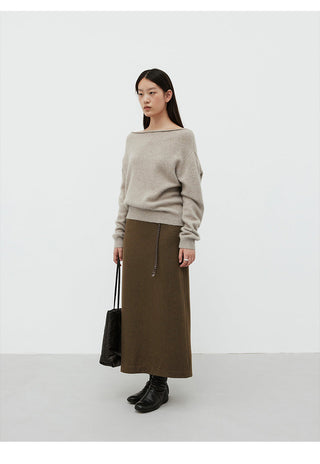 off-shoulder wool sweater