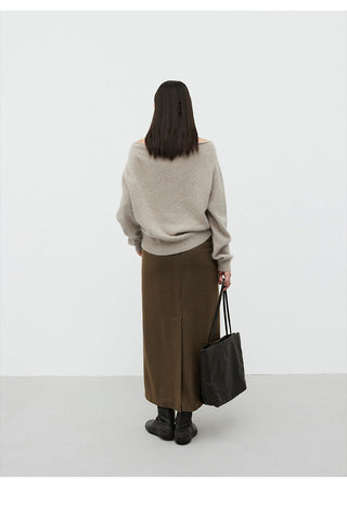 off-shoulder wool sweater