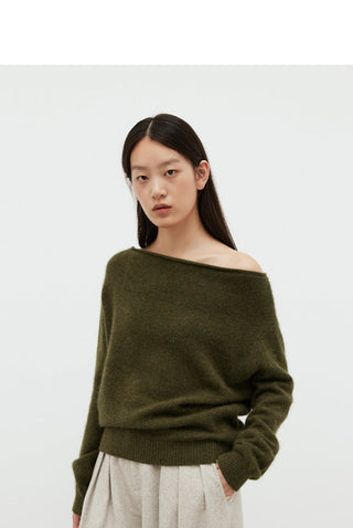 off-shoulder wool sweater