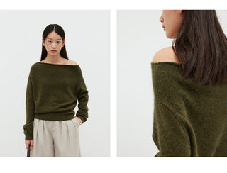 off-shoulder wool sweater