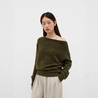 off-shoulder wool sweater