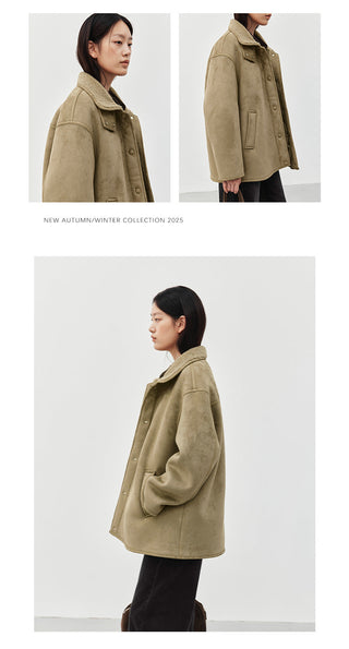 suede fur coat