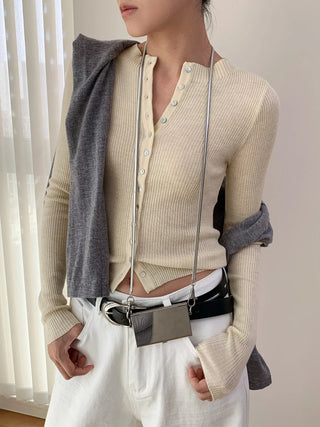 stand collar cardigan