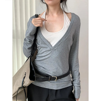 v-neck halter top