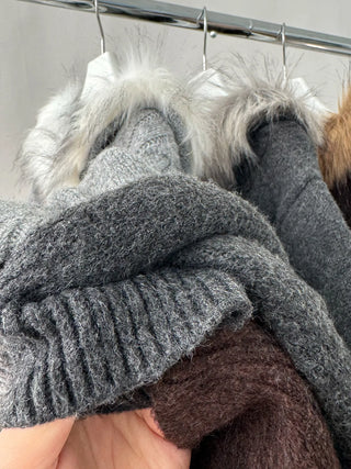 fur collar cardigan