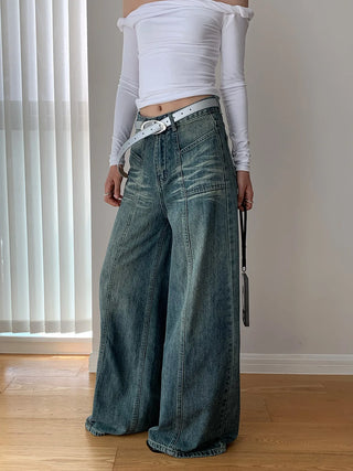 washed wide jeans