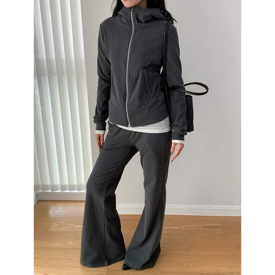 zip velvet hoodie