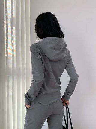 zip velvet hoodie