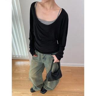 big u-neck blouse