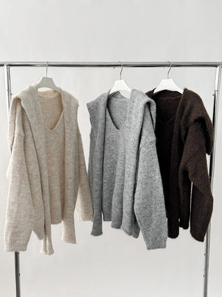 v-neck scarf sweater