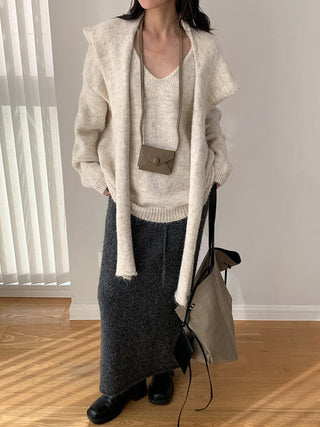v-neck scarf sweater