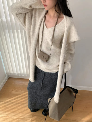 v-neck scarf sweater