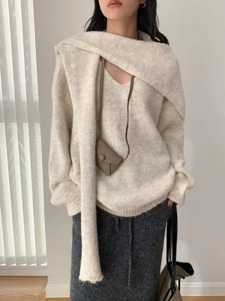 v-neck scarf sweater