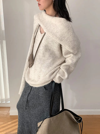 v-neck scarf sweater