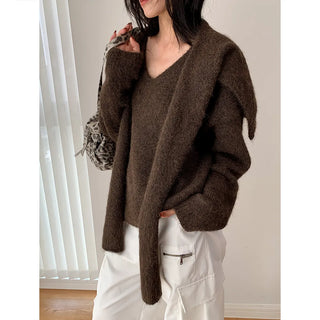 v-neck scarf sweater