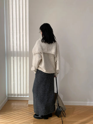 v-neck scarf sweater