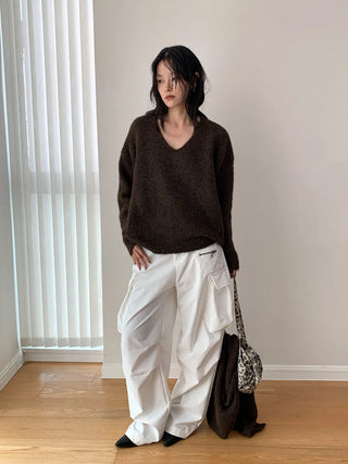 v-neck scarf sweater