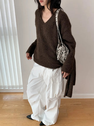 v-neck scarf sweater