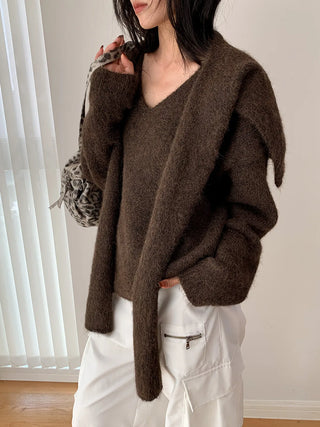 v-neck scarf sweater
