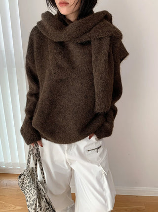 v-neck scarf sweater