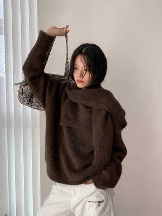 v-neck scarf sweater