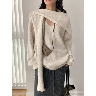 v-neck scarf sweater