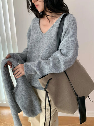 v-neck scarf sweater