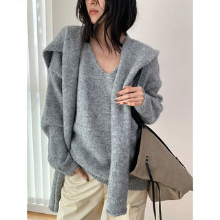 v-neck scarf sweater