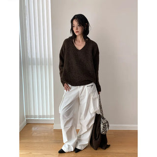 v-neck scarf sweater