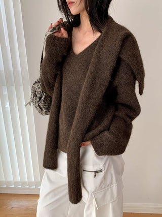 v-neck scarf sweater