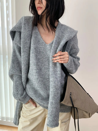 v-neck scarf sweater