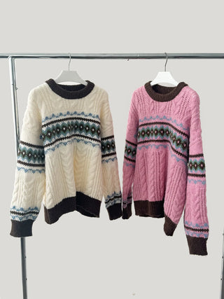 jacquard knit sweater