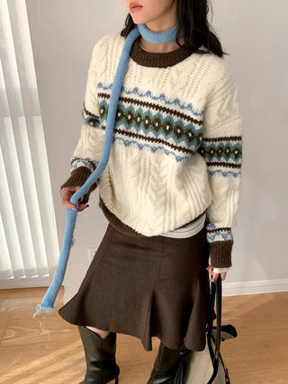 jacquard knit sweater