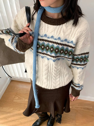 jacquard knit sweater