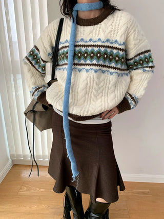 jacquard knit sweater