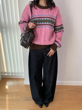 jacquard knit sweater