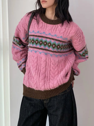 jacquard knit sweater