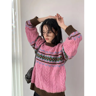 jacquard knit sweater